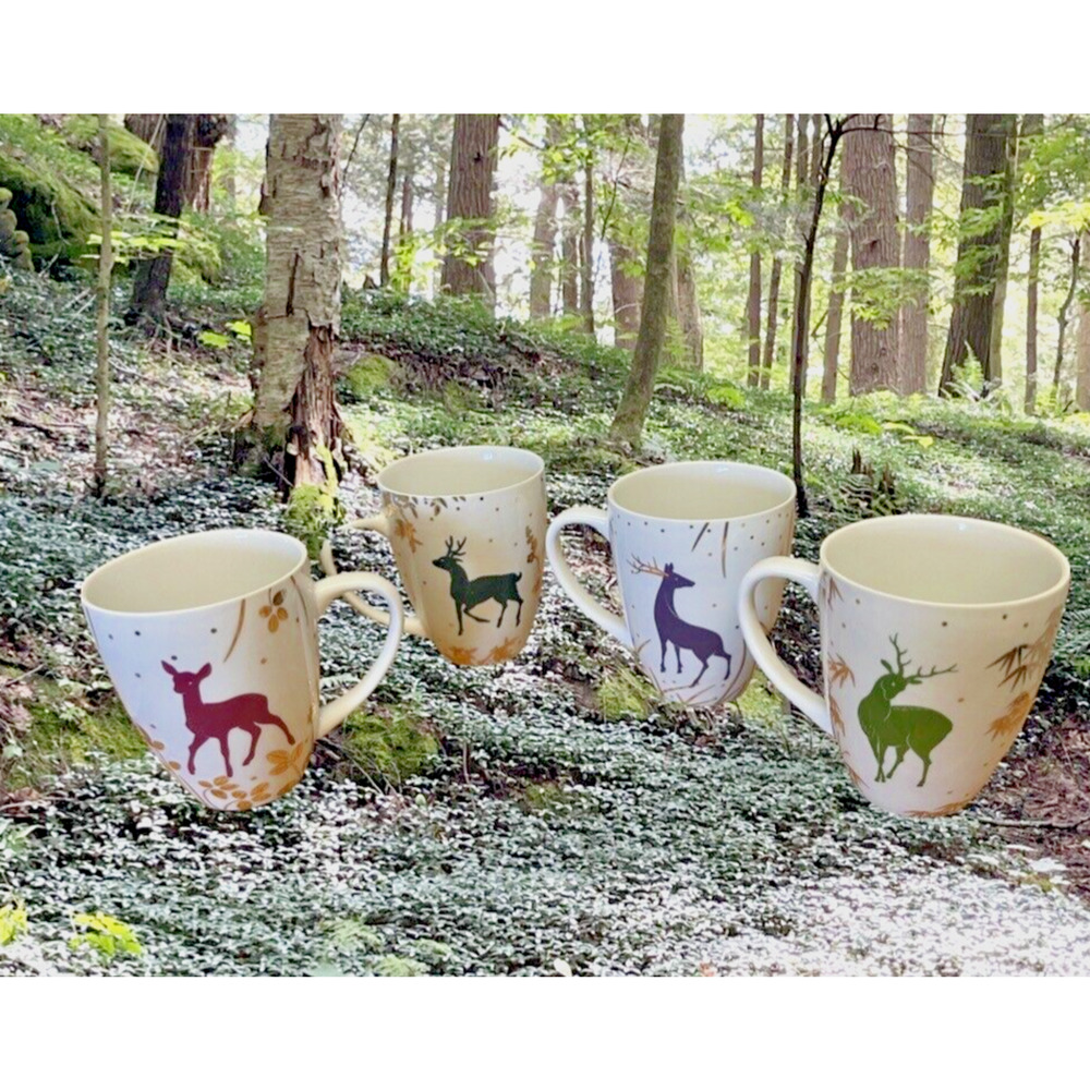 NEW Asian Woodlands Porcelain 4 Mug Set -Metropolitan Museum Of Art New in Box